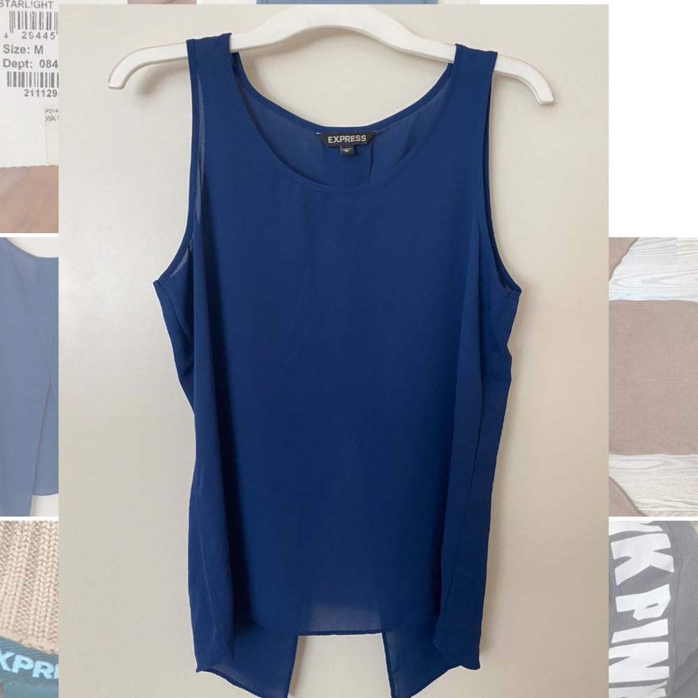 Blue sleeveless blouse